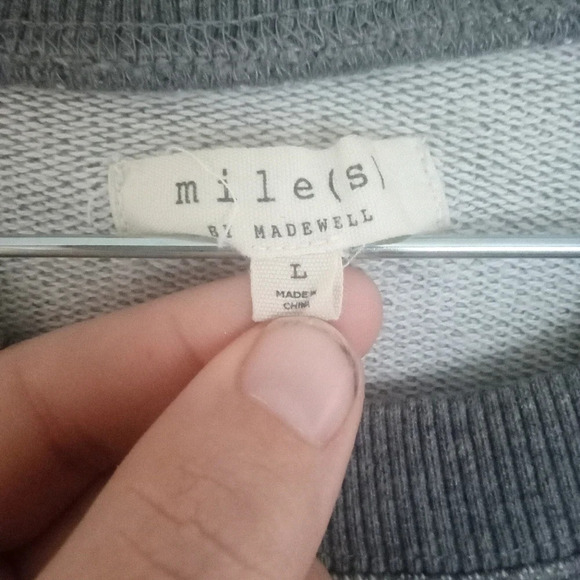 Mile(s) by Madewell Super Soft Gray Cotton Ruffle Detail Sweater Size Large - Picture 7 of 8